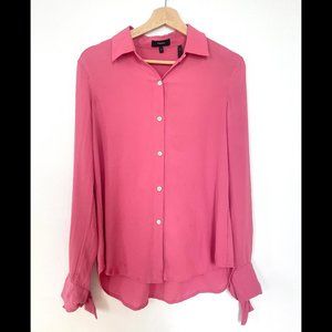 100% Silk Pink Theory Button-up Shirt Size Small